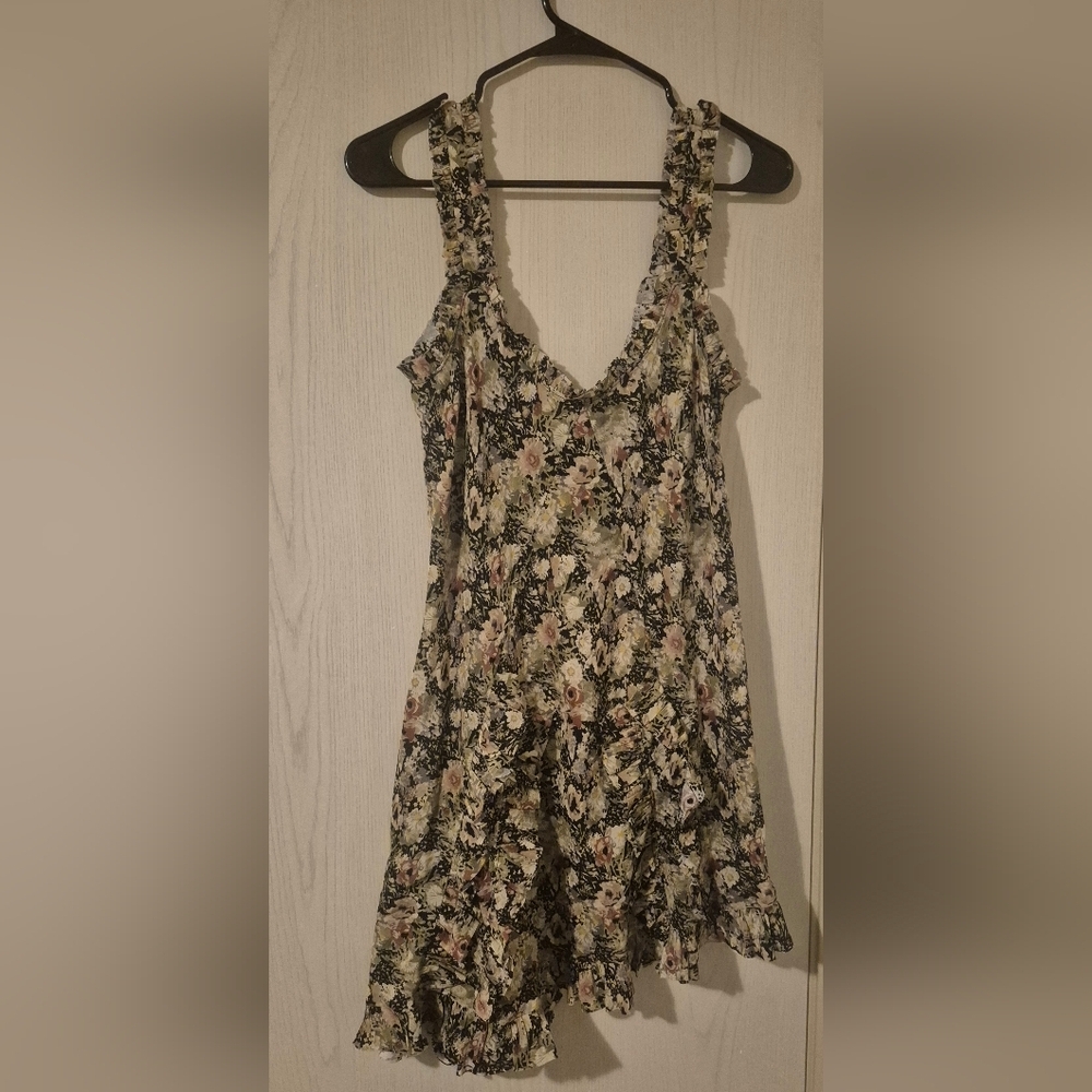 Zara x Kate Moss Silk Floral Asymmetrical Ruffle Mini Dress – Size L – NWT - Picture 1 of 7